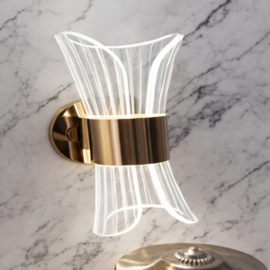 Applique murale LED design – Transparent & Métal doré