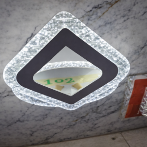 Applique murale LED – Design diamant & miroir central