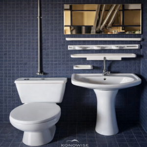 Bloc WC complet avec lavabo et rangements – blanc simple