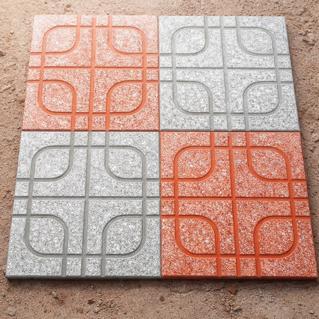 Dalle carrelage 40x40 cm 1ère choix gris/rouge