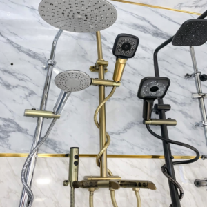 Kit douche piano gold – pommeaux pluie et main multifonctions