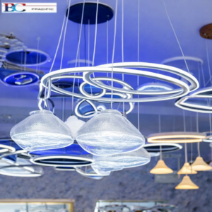 Lustre BGC spirale LED avec abat-jours – moderne dynamique