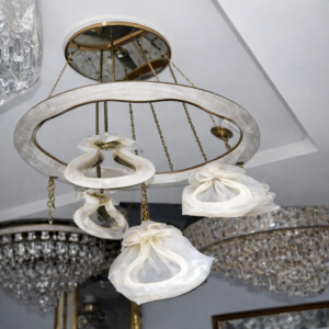 Lustre anneau conque coquillage blanc/or – bohème chic