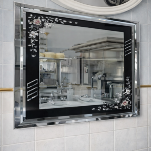 Miroir luxe 70x50 cm cadre noir décor floral