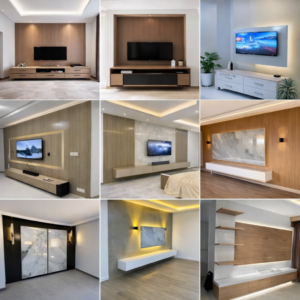 Panneau mural TV bois LED – design moderne