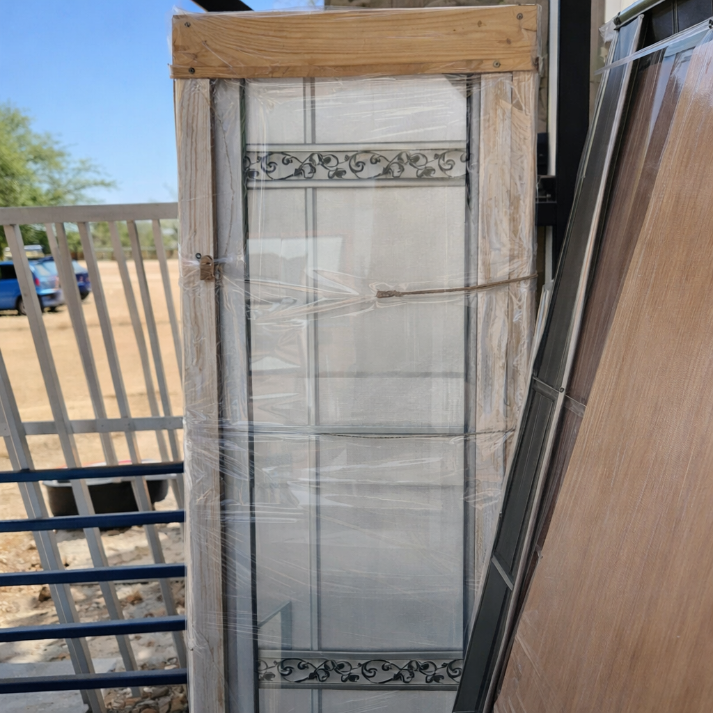 Porte toilette bois + verre satiné 2.2m x 70cm