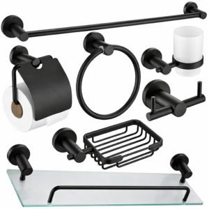 set-accessoires-salle-de-bain-aluminium-noir-6-pieces